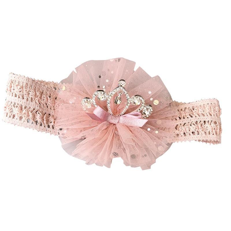 ILuxury Handmade Infant Child Hair Band Three-dimensional Alloy Rhinestone Crown Headdress  Elastic Headband Turban For Baby Girls