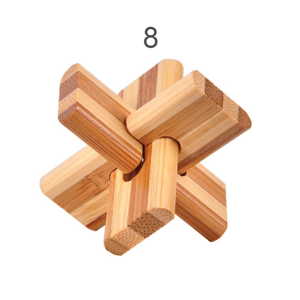 12 Style Brain Teaser 3D Wooden Interlocking Puzzles Game Toy Bamboo Small Size For Adults Kids