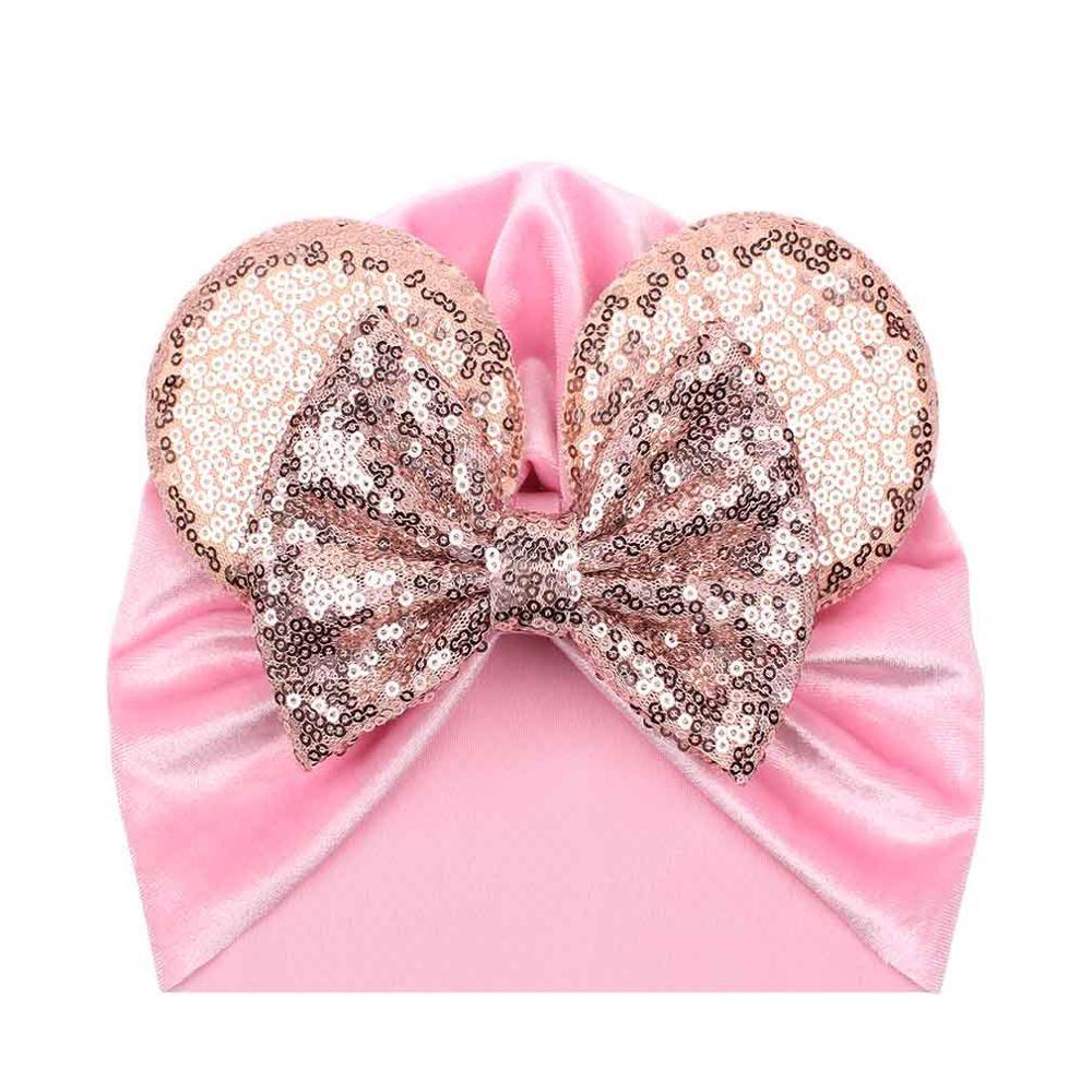 Modern Shiny Cute Dot  Big Bow Baby Cap Hat For Girls Kids Flannel Beanie Autumn Winter Warm Girls Turbans