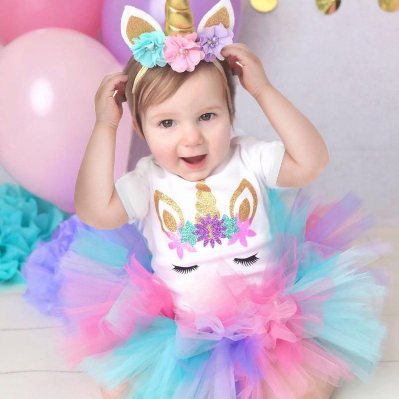 New 1st Birthday Tutu Baby Infant Christening Cake Dresses for Party Kids 1 Year Baby Girl For  Birthday Party