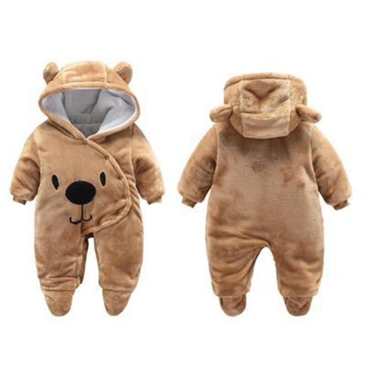 Newborn Winter Hoodie Baby Rompers Outwear Infant Baby Jumpsuit 3M -12M For Girls and Boys Winter Romper