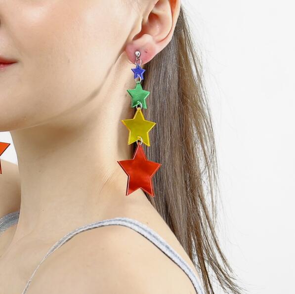 New Earrings For Women Luxury Kelly Earrings Fashion Eardrop Trendy Rainbow Stars Lightning Modern