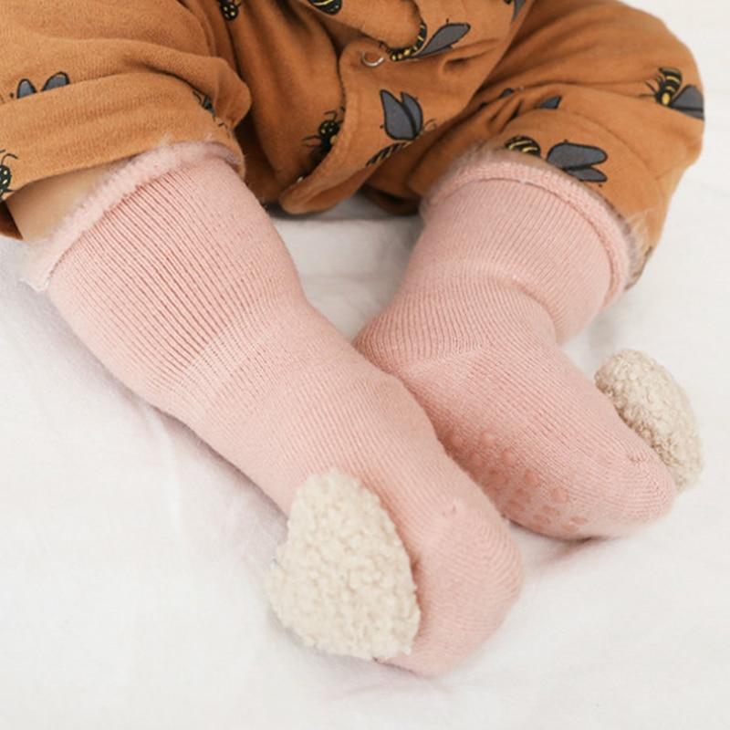 Cute Baby Thickening Furry Mid Floor Socks For Newborn Baby Boys And Girls Soft And Comfortable Footwear