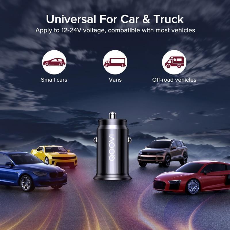 Mini Black Universal Car Charger 2.4A Dual USB Fast Charging Mobile Phone Car Charge GPS For Smartphones