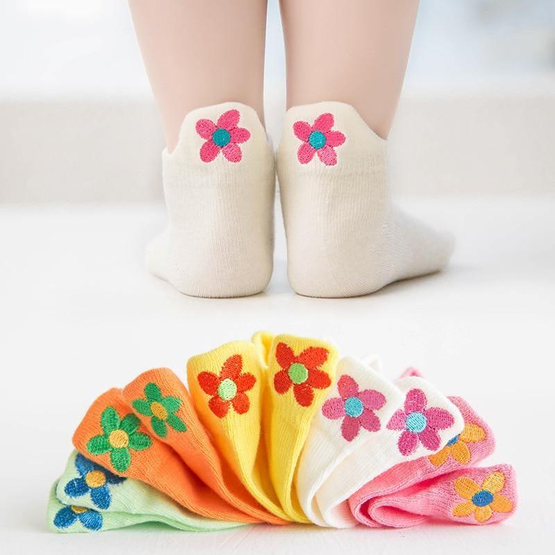 5Pairs Cartoon Embroider Multicolor Summer Spring Newborn Boy Kids Baby Girls Breathable Socks For Kids