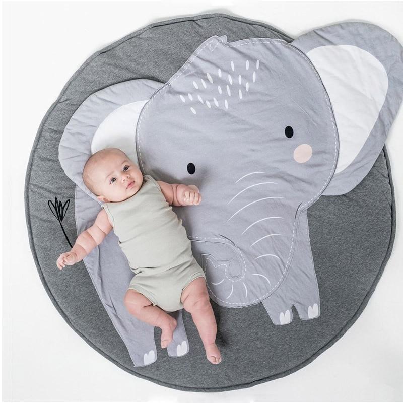 Luxury Mdoern Cartoon Animals Baby Play Mat Foldable Kids Crawling Pad Round Carpet Rug Toys Cotton Children Room Decor Photo Props Carpet For Kids