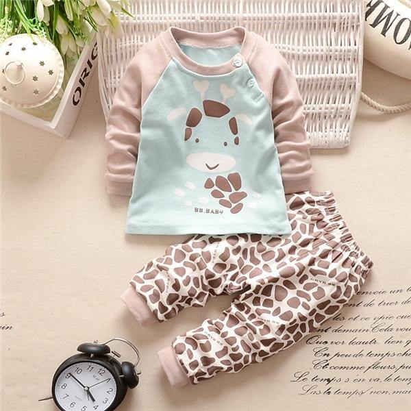 Modern Luxury Baby Boy Clothes Cotton Clothing Sets Cartoon Long-sleeved T-shirt Pants Infant Clothes 2pcs Ste For Boys and Girls Kids