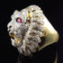 Fashion Golden Lion Head Ring Full Rhinestone Stainless Steel Animal Statement Finger Rings for Men Hip-Hop Punk & Epic Jewelry Design