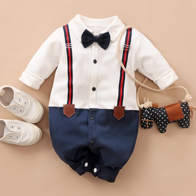 Luxury Modern Baby Boy Infant Rompers Baby Clothes Kids With Bow Modern Baby Costume Suit