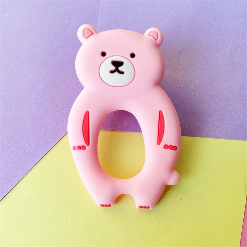 4pcs  Bear Silicone  Teether Baby Teething Toys Chewable  Cartoon Animal Shape Baby Products Nursing Gift