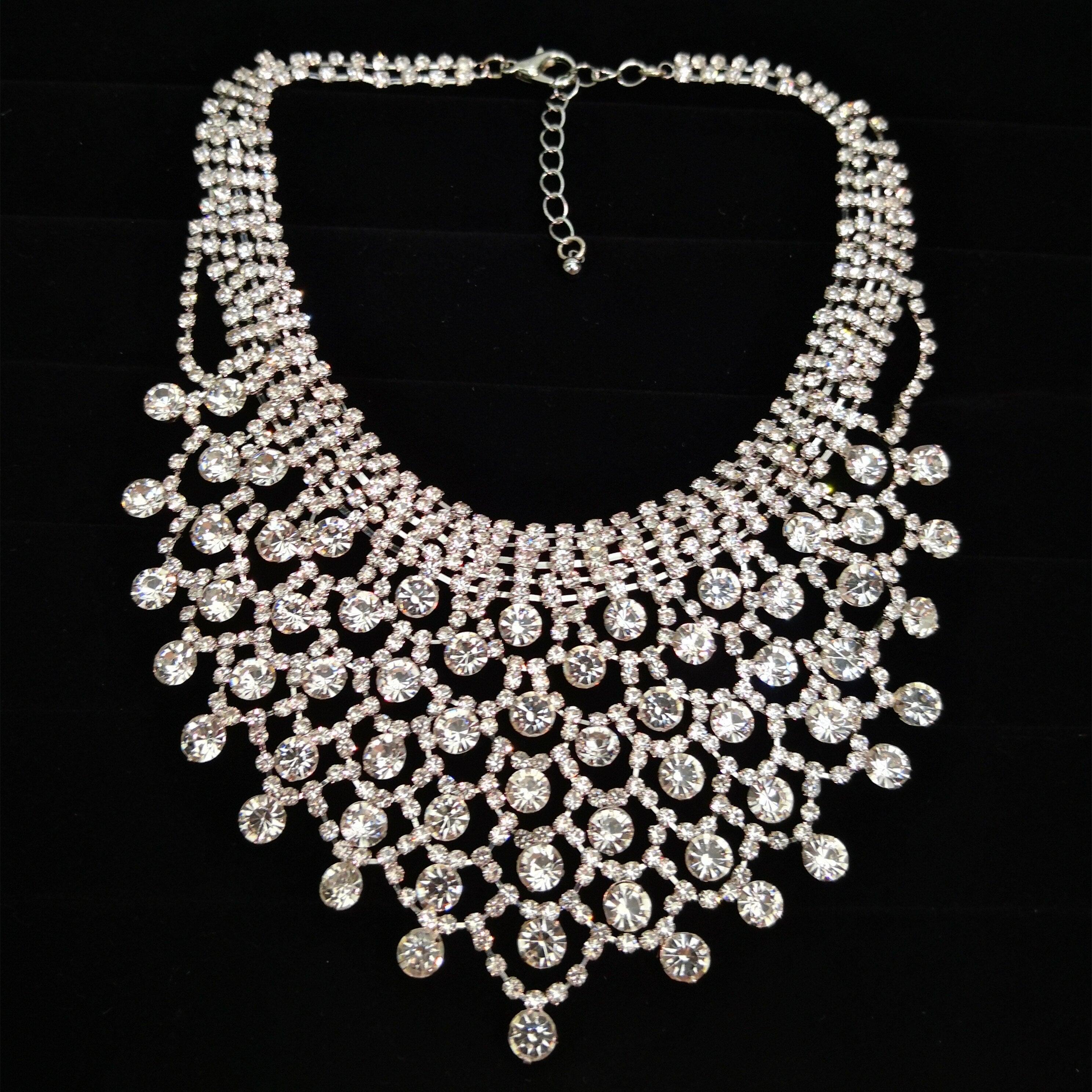 Wedding Necklaces Party Accessories Elegant Luxury Bridal Jewelry Sparkling Rhinestone Accessories For Woman