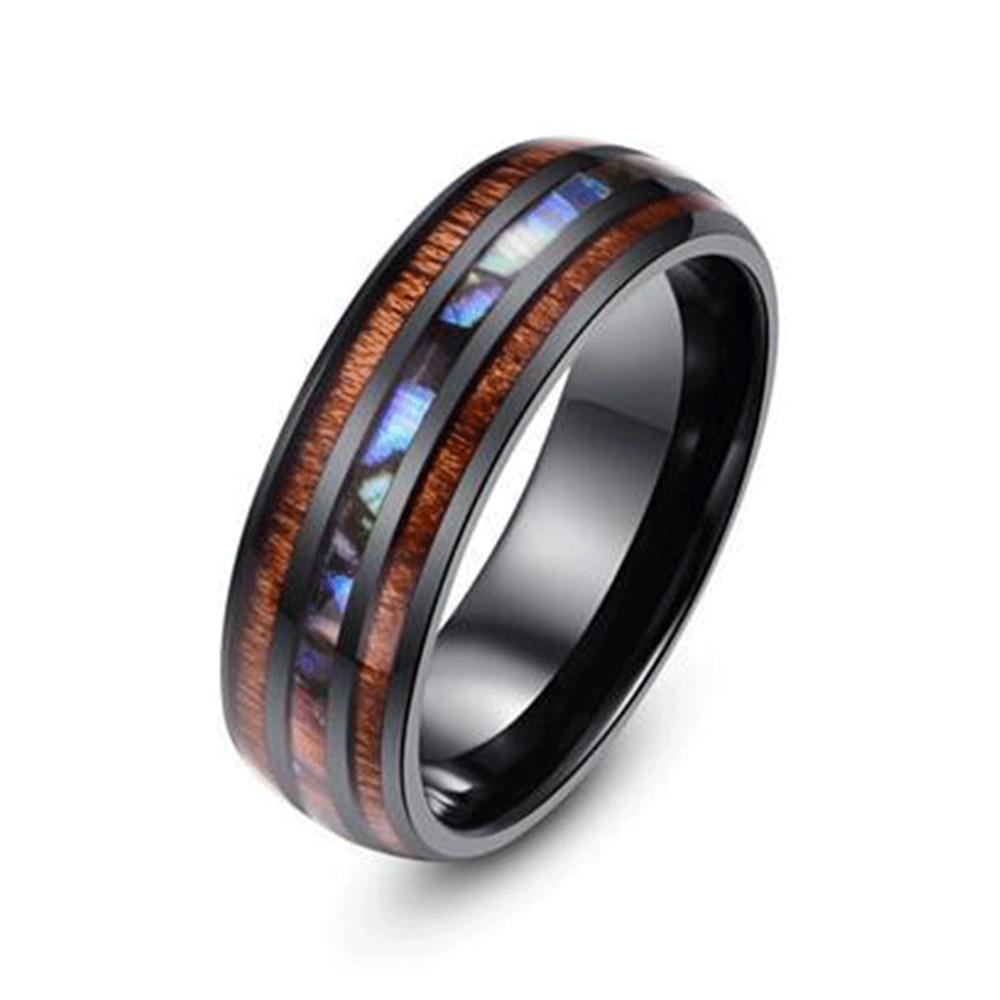 Luxury Handmade 925 Sterling Silver Wood Men Rings Stainless Steel Wood Grain Fashion For  Women Rings In Modern  Jewelry Design