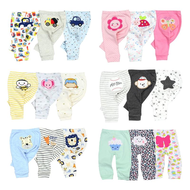 3/4PCS/SET Newborn Pants Cartoon Design Four Seasons Baby 100%Cotton Soft Girl Pants Baby Boy trousers Pants 0-24M For Kids