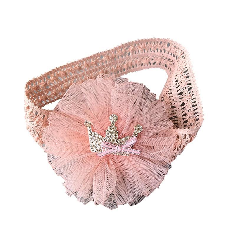 ILuxury Handmade Infant Child Hair Band Three-dimensional Alloy Rhinestone Crown Headdress  Elastic Headband Turban For Baby Girls