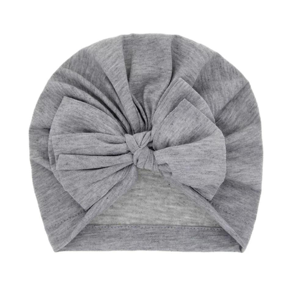 Modern Luxury Baby Girl Lovely Soft Winter Big Bow Turban Bonnet Cotton Caps For Girls Baby