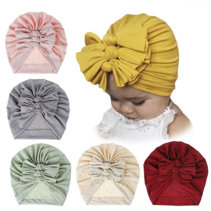 Modern Handamde Toddler Baby Boys& Girls Turban Head Wrap Beanie Cotton Hat Solid Cap Headband For Kids