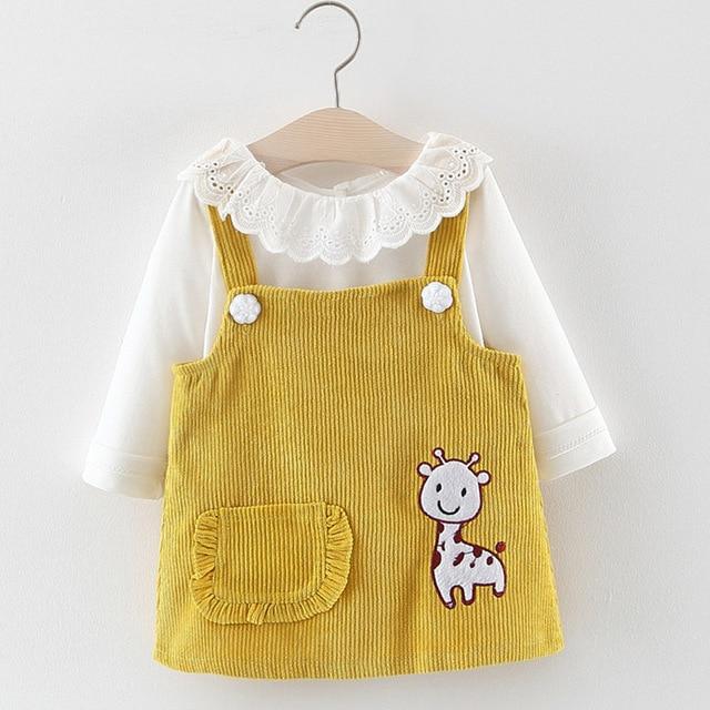 Autumn Baby Girl Princess Clothes Cute Girls Long Sleeve T-shirt Tops Cartoon Giraffe For Baby Girls