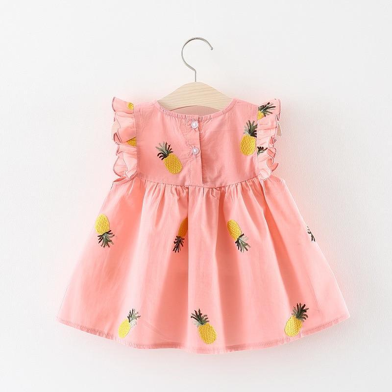 Summer Baby Frill Sleeve Newborn Infant Dresses Cotton Pineapple Sleeveless Toddler Dresses For Girls