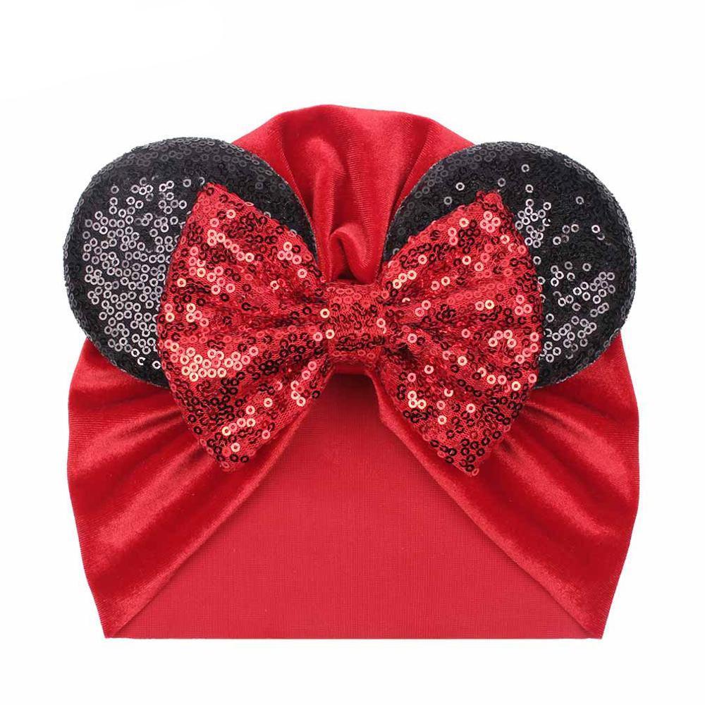 Modern Shiny Cute Dot  Big Bow Baby Cap Hat For Girls Kids Flannel Beanie Autumn Winter Warm Girls Turbans