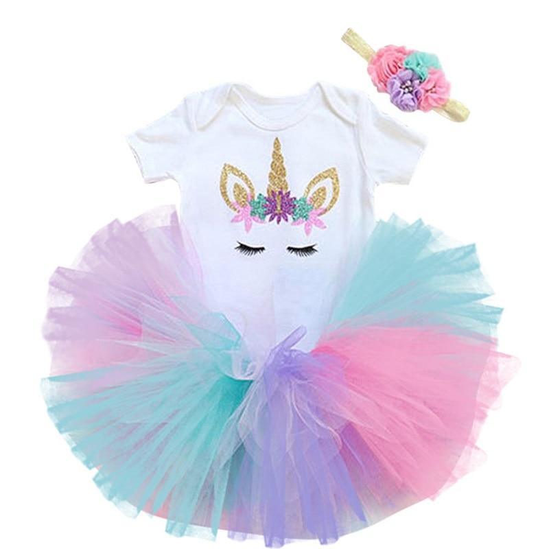 Modern Unicorn Party Girls Tutu Dress Toddler Kids Clothes Baby 1st Birthday Outfits For Girls