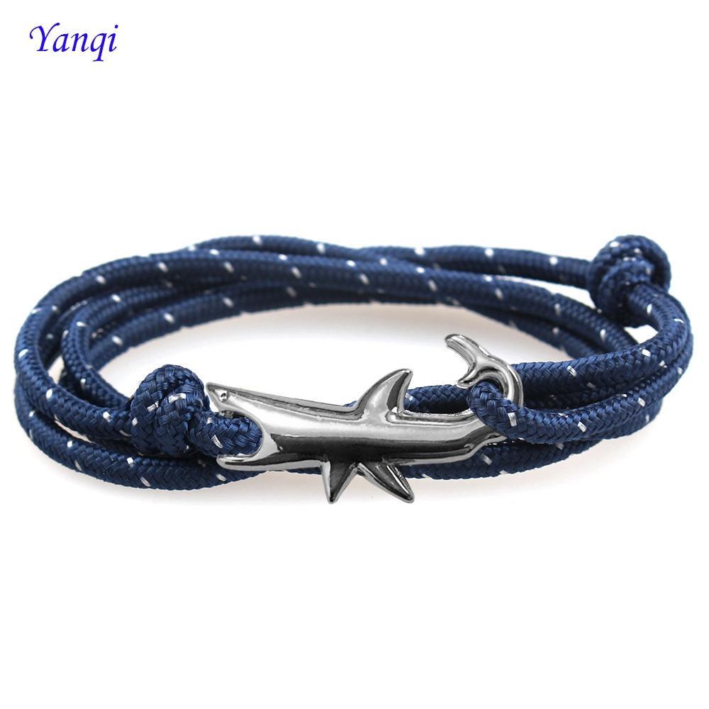 Viking Bracelets Black Color Shark Multilayer Rope Bracelet  For Men Women And Man In Charm Survival Rope Chain Male Wrap Bracelet Jewelry Style