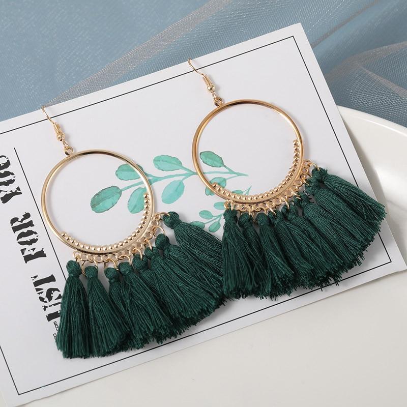 Tassel Modern Epic Retro  Bohemian Tassel Earrings for Women In  Cotton Silk Fabric Long Fringe Drop Dangle Earrings Design