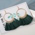 Luxury Elegant Tassel Modern Tassel Earrings for Women In  Cotton Silk Fabric Long Fringe Drop  Earrings Design