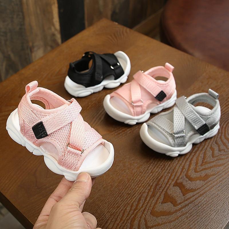 Baby Unisex Sandals Black Gray Pink Canvas Infant Sandals Toddler Summer Walking Shoes