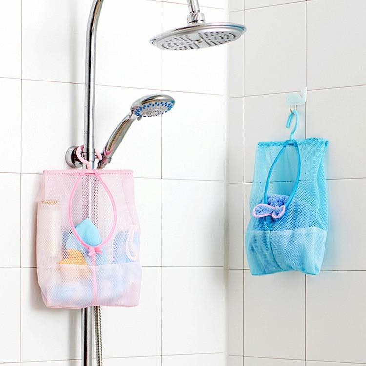 Bathroom Multifunctional Hanging Storage Mesh Bags Eco-Friendly Mesh Bath Toys Baskets For Bathroom For Storage Items