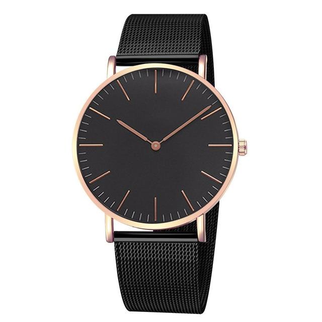 Fashion Unisex Watches Ultra Thin Stainless Steel Mesh Belt Quartz Classic Casual Watch For Women and Man