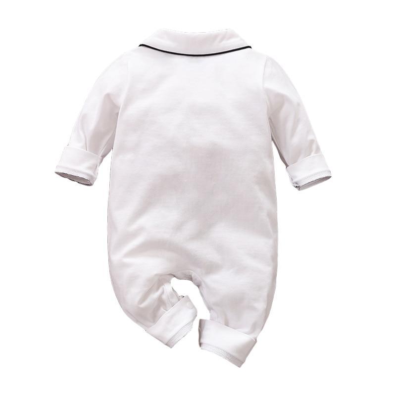 Newborn Baby Girl Boy Rompers Cotton Autumn Spring Infant Toddler Jumpsuit With Collar Pocket In Modern Style