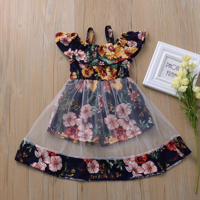 Modern colorful Floral Design Girl Princess Strapless Girls Dresses Summer Dress For Birthday And All Occasion