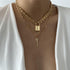 Multi Layer Lover Lock Pendant Choker Chain  Necklace For Women Luxury Jewelry Cool Style