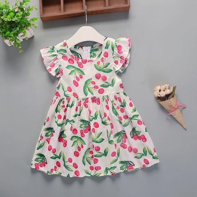 Baby Summer New Children Female Cotton A-Line Dress Kids Clothes Floral Princess Tutu Dresses For Girls