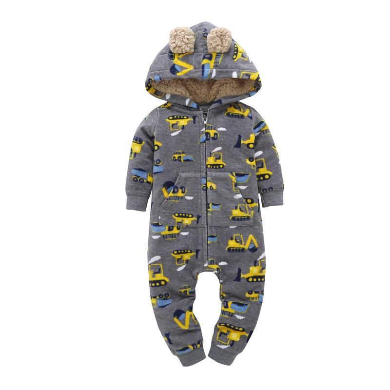 Modern High Quality Newborn Infant Baby Clothes Fleece Jumpsuit Boys Romper Hooded Jumpsuit Bear For Kids