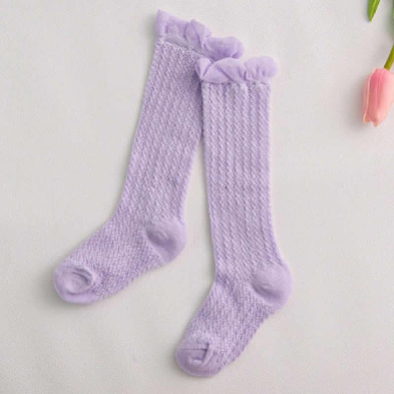 Non-slip Cotton Princess Knee High Long Skin-friendly Socks With Bow Mesh Newborn For Baby Girls