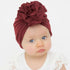 Handmade Pleated Flower Babies' Knitted Cotton Cloth Turban For Baby Girls In Elegant Style