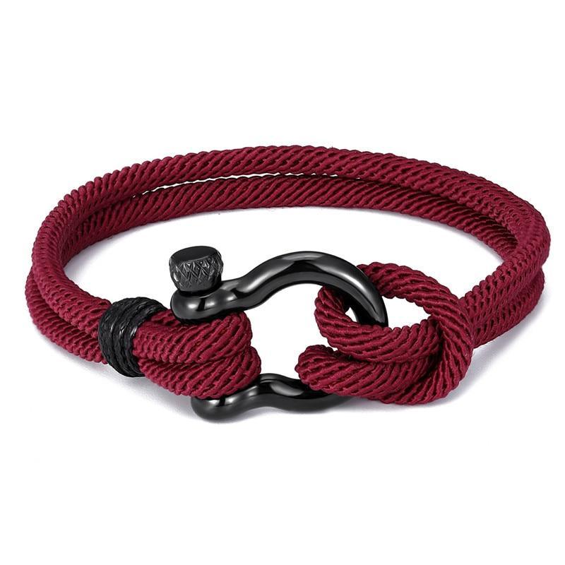 Modern Elegant Rope Luxury Navy Style Camping Bracelet For Men And Women With Black Stainless Steel New Fashion