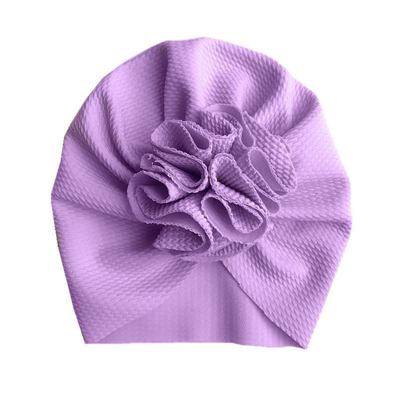 Handamde Elegant Baby Hats for Girls Big Bow Turban Hat Newborn  Baby Beanie Cap Solid Color Style