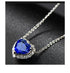 Luxury Popular Diamond Shiny Elegant Blue Heart CZ Necklace For Women Ladies and Gorls In Modern New Design