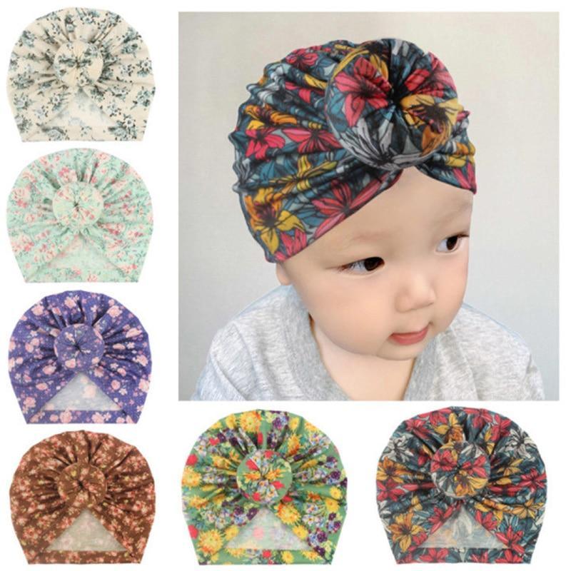 Luxury Modern Donut Baby Beanie Turban Hat Baby Cap Cotton Fruit Print Floral Toddler Baby Girl Cap Design