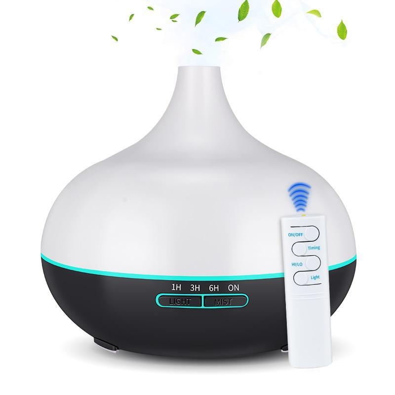 550ml Aroma Air Humidifier Essential Oil Diffuser  Aromatherapy Electric Ultrasonic cool Mist Maker for Office Home Bedroom Living Room Study Yoga Spa - Wood Grain, 7 Colors LED Light