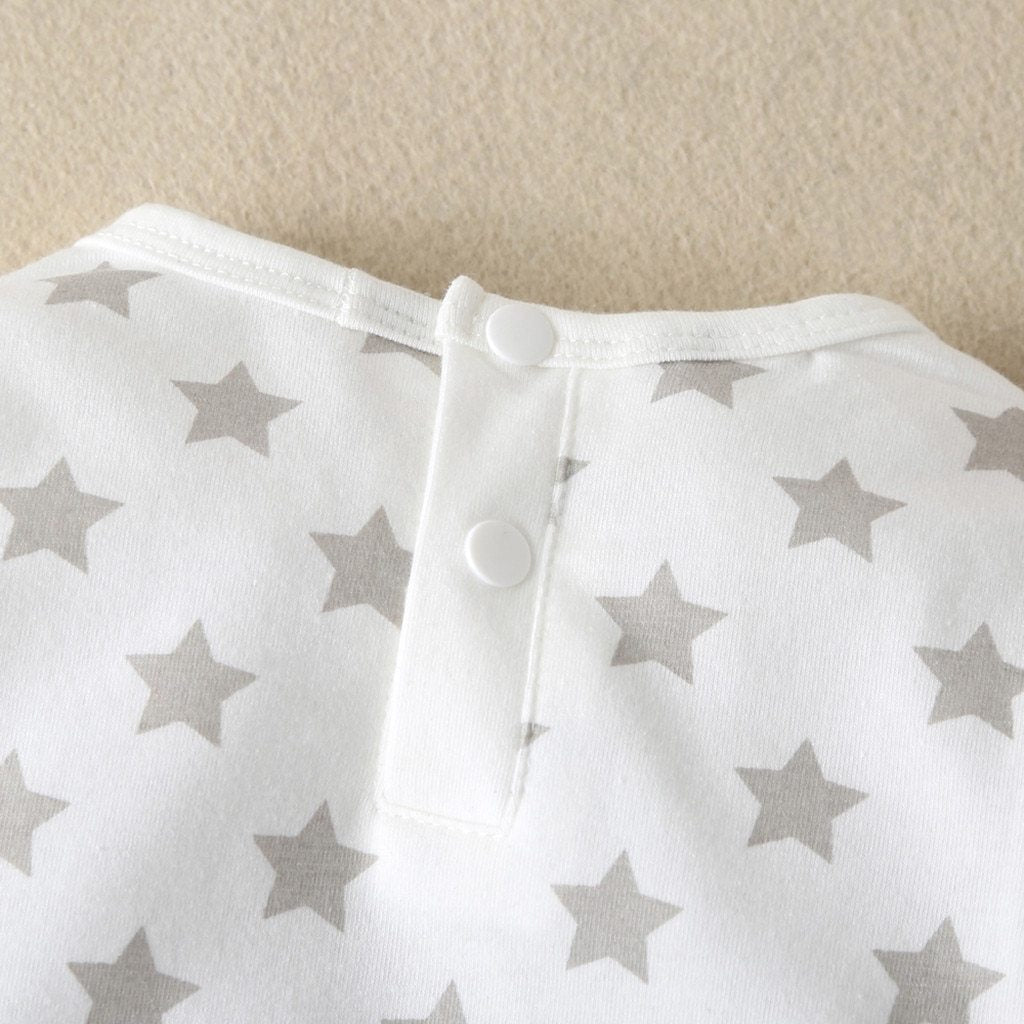 Long Sleeve Cartoon Star Print Romper Infant Elephant Pattern Jumpsuit Keep Warm Clothes For Girls And Boys Kids