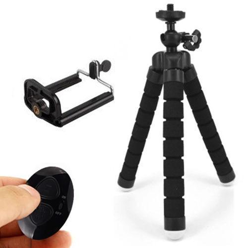 Flexible Sponge Mini Tripod With Bluetooth Remote Shutter Mini Camera Tripod Phone Holder Clip Stand