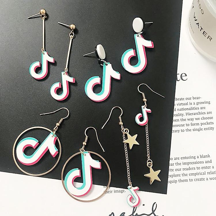 New Elegant Fashion Acrylic Music Note Drop Epic Earrings Star Luxury Long Chain Round For Women