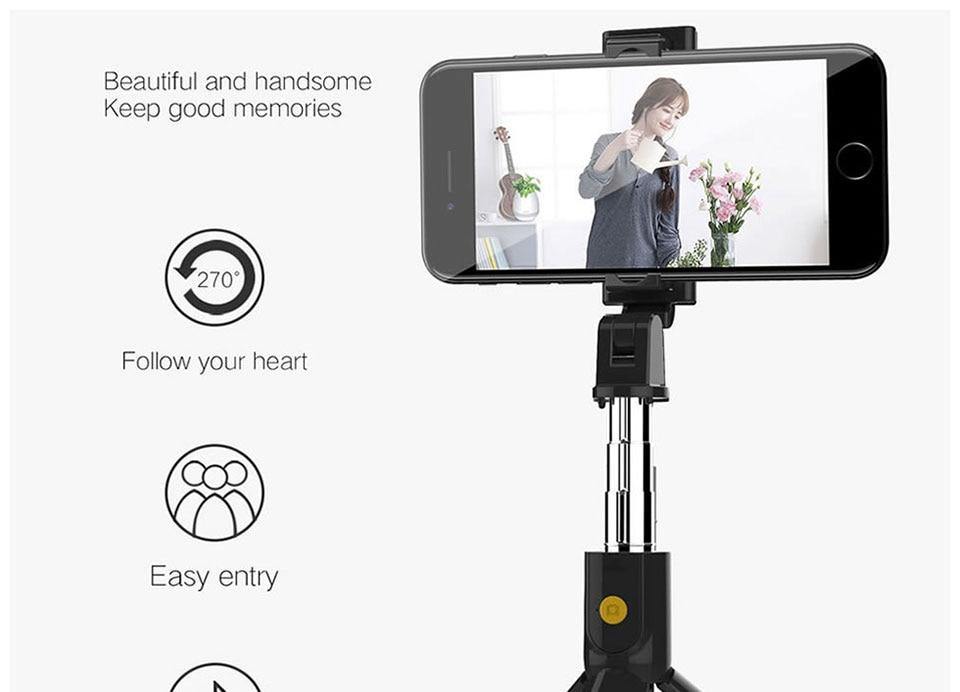 3 in 1 Wireless Bluetooth Selfie Stick Extendable Handheld Monopod Foldable Mini Tripod With Shutter Remote