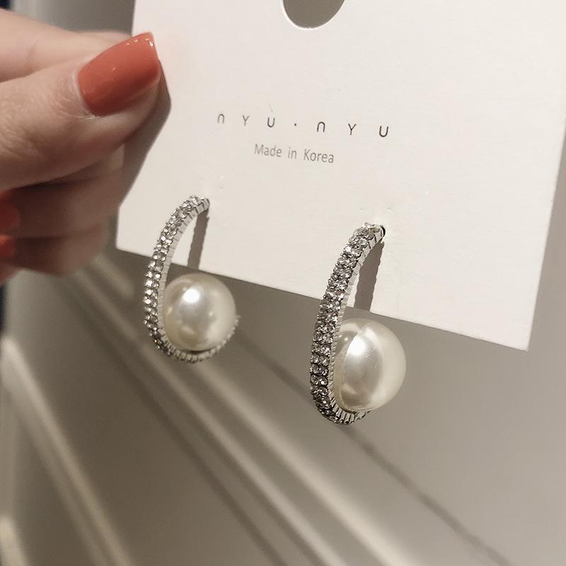 Modern New Arrival Arc Pearl Earrings Luxury Bohemian Drop Earrings Great Simulated-Pearl Trendy Round Women Dangle Earrings