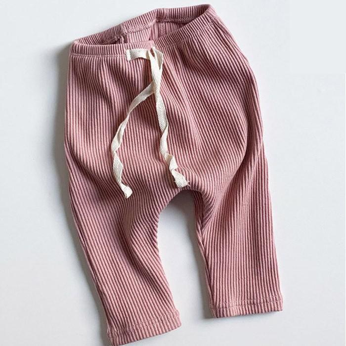 Baby Boys Girls Solid Leggings Toddler Ribbed Pants Little Boy Casual Pants Kids Trousers