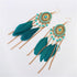 Handmade Modern Elegant Golden Silver Color Ethnic Acrylic Luxury Rainbow Beads Feather Drop Earrings for Women Boho Jewlery