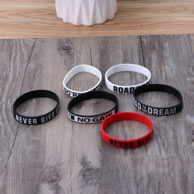 Silicone Rubber Band Elastic Inspirational Motivation Bracelets Never Give Up Perfect Gift For Men And Women Cool Fashion Style